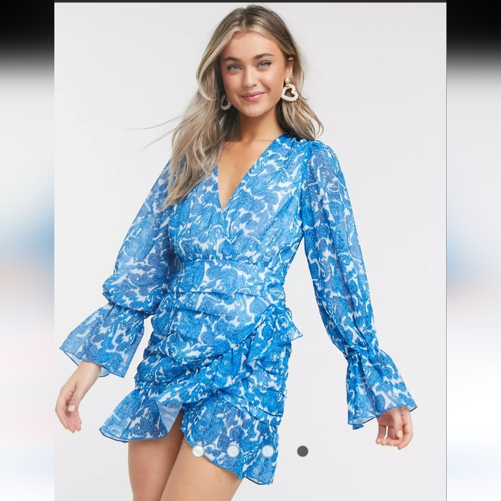 ASOS BLUE PAISLE PRINT DRESS